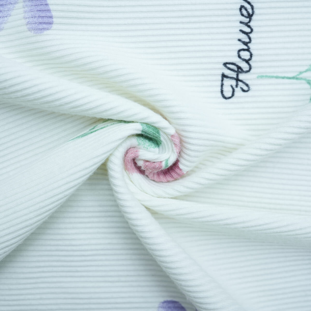 Printed 2*2 Rib Knit with Double-Sided Brushing