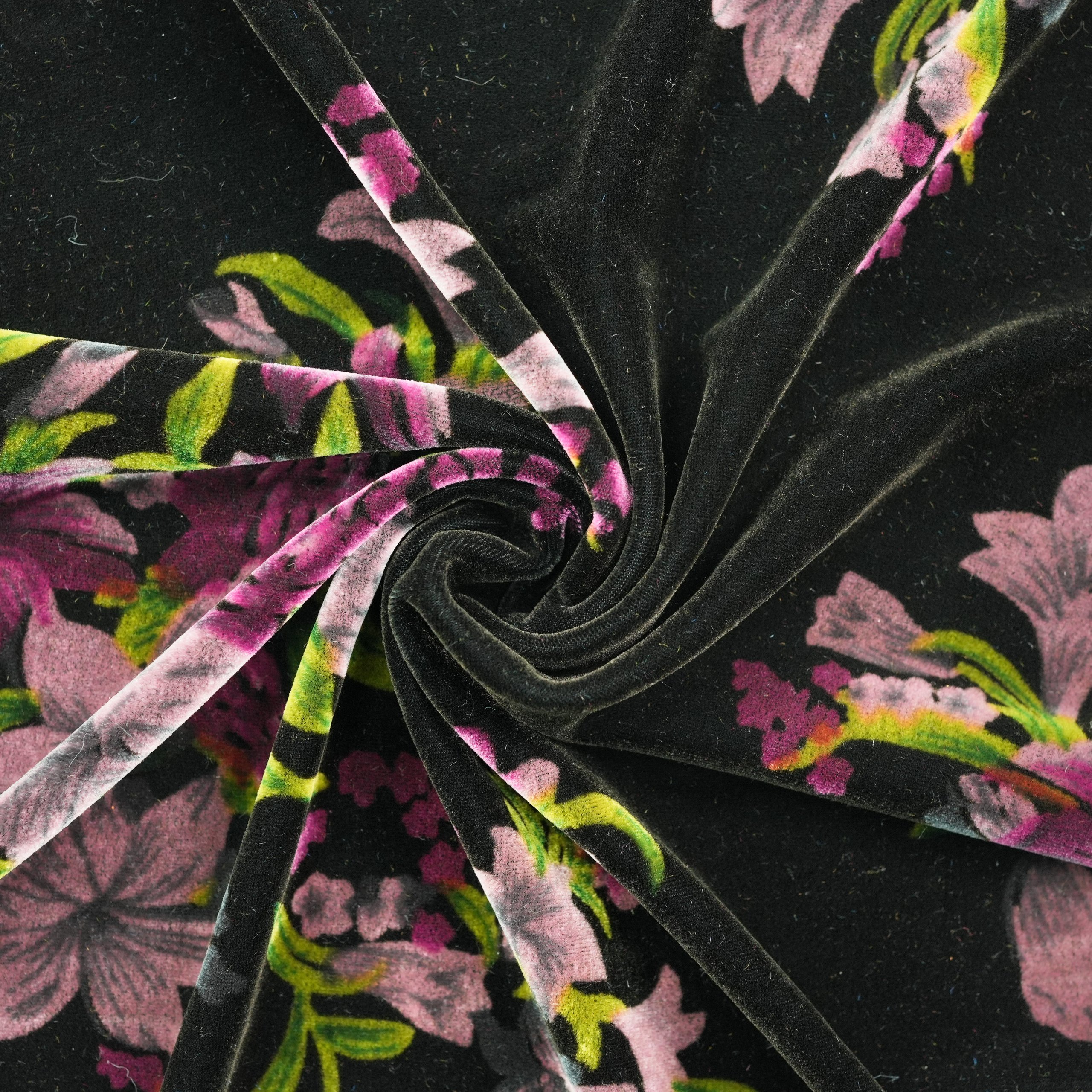 Silky velvet with discharge print